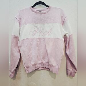 PINK Victoria's Secret Light Pink and White Pullover Fleece, Sice SM